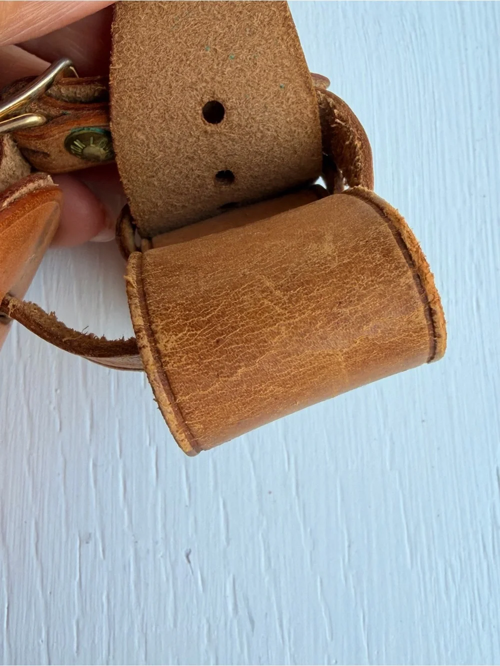 Louis Vuitton Vintage Tan Leather Luggage Tag